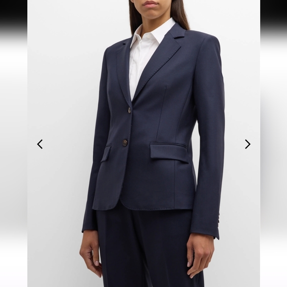 Lafayette 148 New York Jackets & Blazers - Lafayette 148 Pick Stitch Navy Blue Wool Blazer Size 12